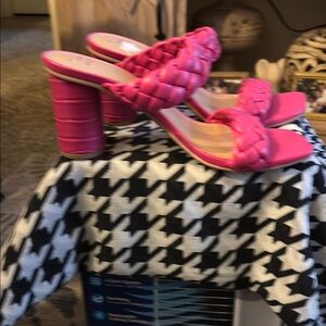 Women's Pink Braided Heeled Sandals